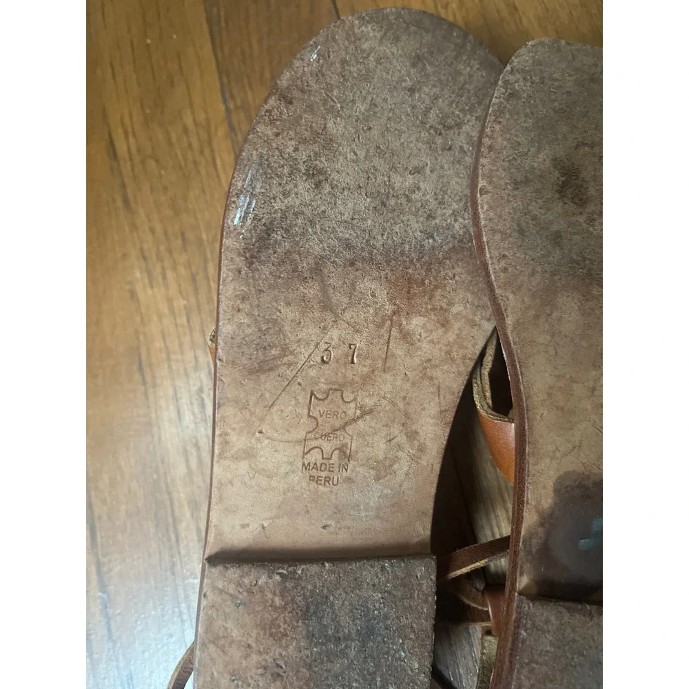Ulla Johnson Leather Tie Gladiator Sandals Size 37 (U.S. 7) Tan